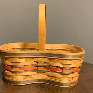 Bradford Peanut Brown and Red Woven Basket with Handle and original liners
